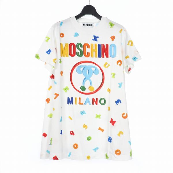 モスキーノ MOSCHINO 20SS ダブルクエスチョン プリント ワンピース Tシャツ カットソ...