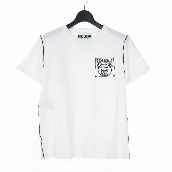 未使用品 モスキーノ MOSCHINO 20SS テディベア ロゴ刺繍 Tシャツ カットソー 半袖 ...