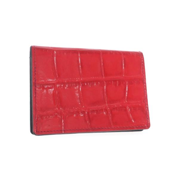 未使用品 パヴィトラ PAVITRA クロコ型押し カードケース レザー 名刺入れ F レッド 赤 ...