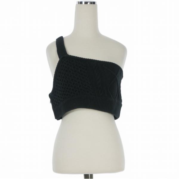 アメリヴィンテージ Ameri VINTAGE アシンメトリー ニットベアトップ F ブラック 黒 ...
