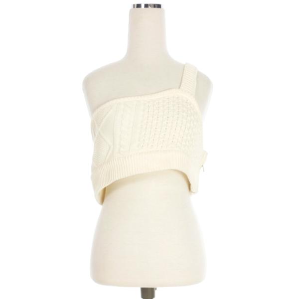 アメリヴィンテージ Ameri VINTAGE ワンショルダーニットビスチェ ジレ F ホワイト 白...
