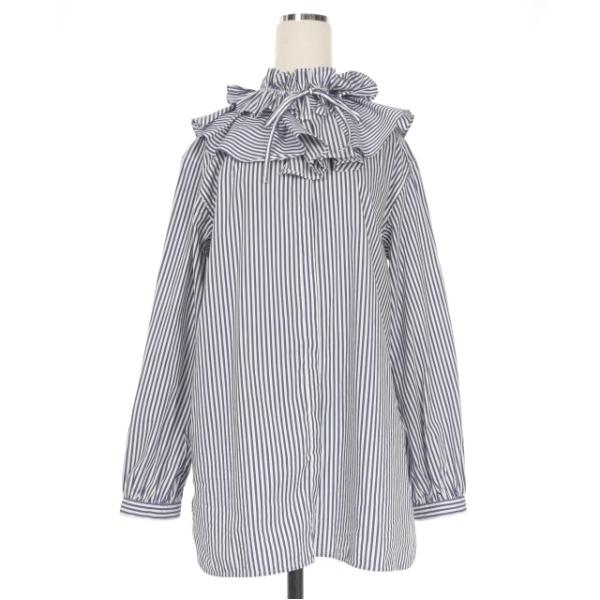 ミラオーウェン Mila Owen 25SS デタッチャブルラッフルブラウス シャツ ストライプ 長...