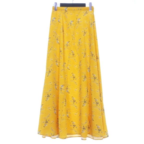ロンハーマン Ron Herman 花柄プリント ロングスカート ウエストゴム XS イエロー 黄 ...