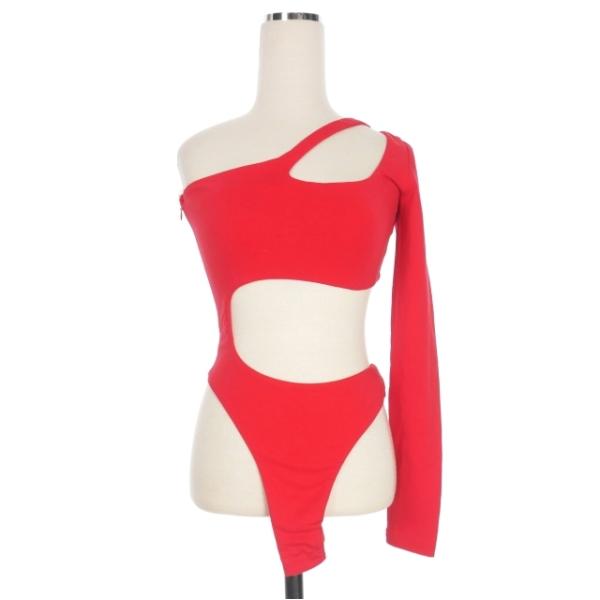 アイアムジーア I.AM.GIA アシンメトリー ボディスーツ カットソー 長袖 S レッド 赤 レ...