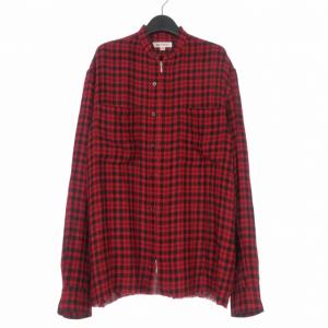 エムエーエスユー MASU ZIPUP PLAID SHIRT ジップアッププレイドシャツ チェックシャツ 長袖 46 レッド 赤 MMSS-SH0223 メンズ