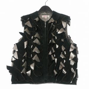 エムエーエスユー MASU 23AW 山羊革 ゴートスキン ANGEL WING LEATHER VEST エンジェルウイングレザーベスト スエードベスト 46 ブラック