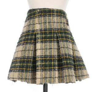 エムエーエスユー MASU SHAGGY PLAID SKIRT チェック プリーツスカート ミニ丈 46 グリーン系 緑系 Ｍ25F90J005 レディース