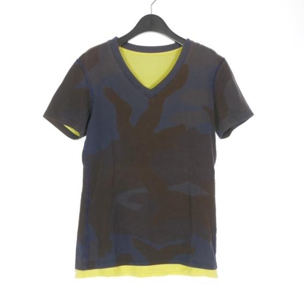 ウノピュウノウグァーレトレ 1PIU1UGUALE3 カモ柄 フェイクレイヤード VネックTシャツ ...