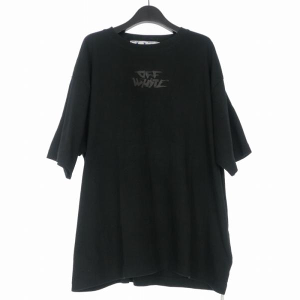 オフホワイト OFF WHITE ロゴプリント Tシャツ カットソー 半袖 L ブラック 黒 OWA...