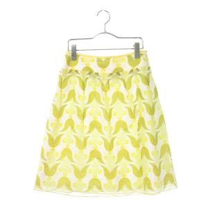 アナトリエ ANATELIER スカート フレア ひざ丈 花柄 リネン混 36 黄 イエロー /fy レディース中古 【ベクトル 古着】
