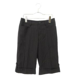 コムサイズム COMME CA ISM パンツ ショート ハーフ ストライプ S 黒 ブラック ☆S☆ /ka0620 レディース