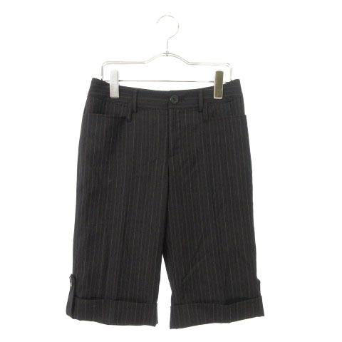 コムサイズム COMME CA ISM パンツ ショート ハーフ ストライプ S 黒 ブラック ☆S...
