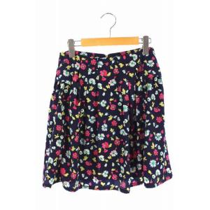 エージーバイアクアガール AG by aquagirl スカート ミニ フレア 花柄 M 紺 /DF...