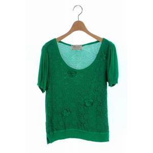 リッチミー Riccimie NEW YORK ニット セーター 切替 半袖 1 緑 /DF ■AC ☆ レディース