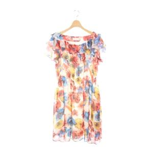 スウィングル Swingle ワンピース 膝丈 シフォン 花柄 半袖 1 マルチカラー /DF ■AC レディース