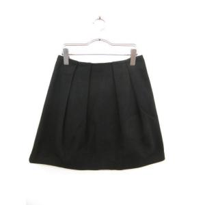 アダムエロペ Adam et Rope' スカート ミニ 台形 タック ウール 36 黒 ブラック ...