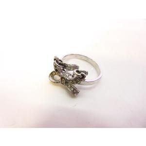 中古 クリスチャンディオール Christian Dior リング 指輪 ロゴ リボンモチーフ ライ...