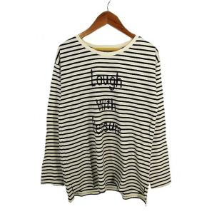 ドレスキップ DRESKIP クルーネック カットソー Tシャツ  ボーダー ロゴプリント size...