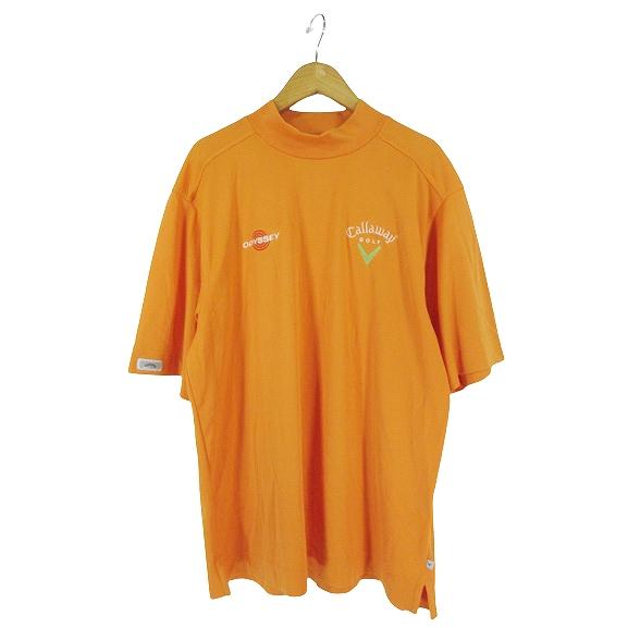 キャロウェイ CALLAWAY Tシャツ 半袖 ハイネック ロゴ 刺繍 オレンジ sizeS QQQ...