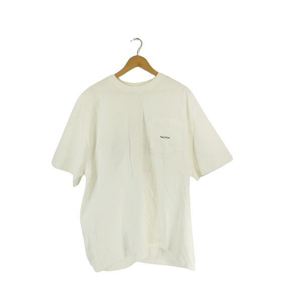 ノーティカ NAUTICA Tシャツ 半袖 丸首 ワンポイント 胸ポケット 白 XL QQQ メンズ