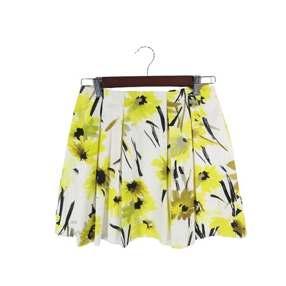 アリスオリビア alice + olivia スカート ミニ丈 プリーツ フレア 花柄 裏地付き イ...