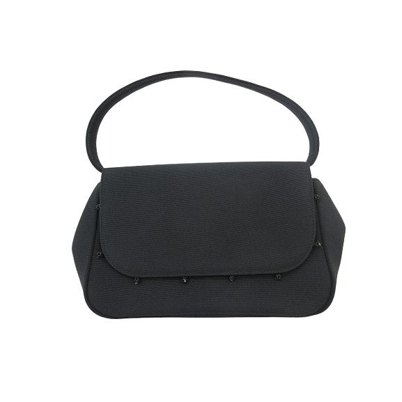 マリクレール MARIE CLAIRE ハンドバッグ ビーズ 装飾 無地 ブラック QQQ レディー...