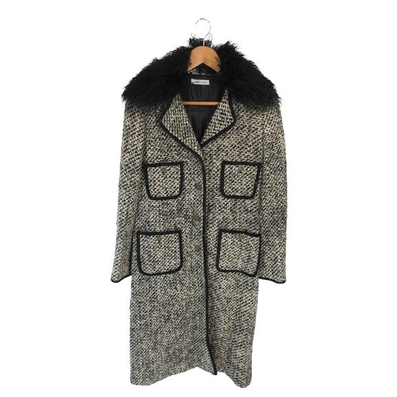 マリココウガ MARIKO KOHGA コート ロング ファー 長袖 ボタン 編み込み マルチカラー...