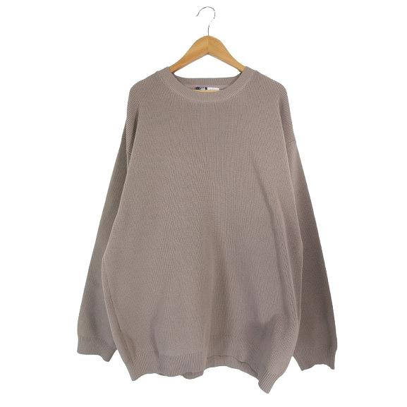 SPU ニット 長袖 無地 ポリエステル サイズL グレー QQQ メンズ