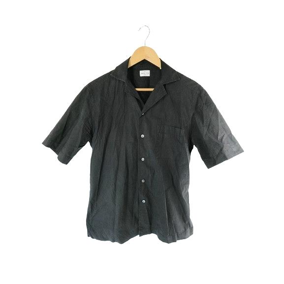 バグッタ Bagutta シャツ 半袖 ボタン 胸ポケット 無地 ブラック サイズ regular ...