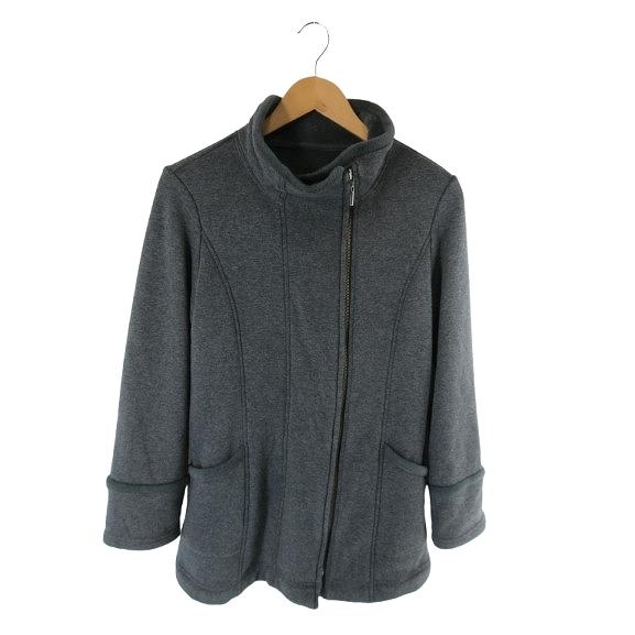 ヌオーヴォ NUOVO ジャケット スタンドカラー 長袖 ジップアップ ボア 裏起毛 無地 グレー ...