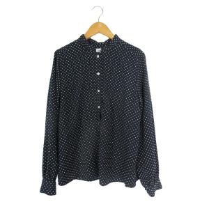 コーエン coen シャツ 長袖 ドット 前開き サイズL ネイビー QQQ レディース
