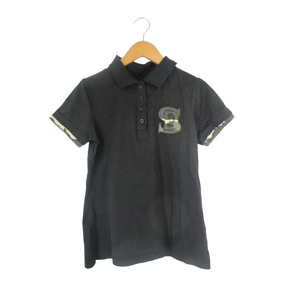 デルソル DELSOL ポロシャツ 半袖 刺繍 迷彩 カモフラージュ サイズS 黒 QQQ レディー...