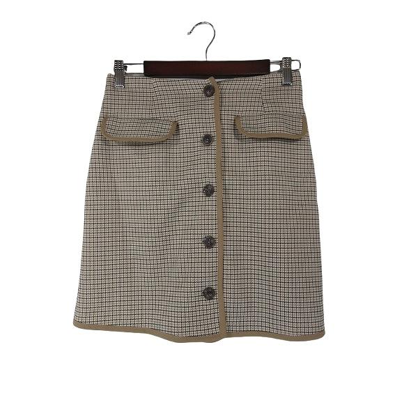 ナイスクラップ NICE CLAUP スカート ひざ丈 ウエスト ゴム 前開き ボタン ファイク ポ...