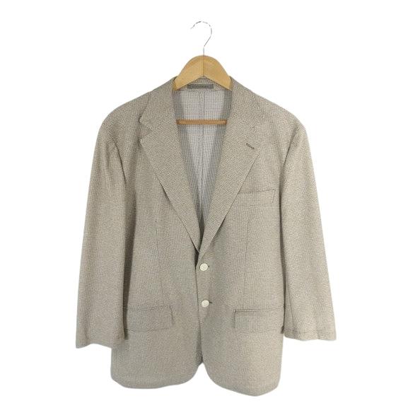 五大陸 gotairiku テーラード ジャケット 麻混 裏地なし 総柄 無地 XL相当 ブラウン ...