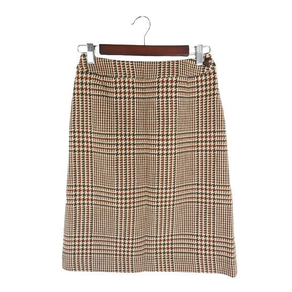 ピエールカルダン Pierre Cardin スカート ひざ丈 台形 サイドジップ 裏地 千鳥格子 ...