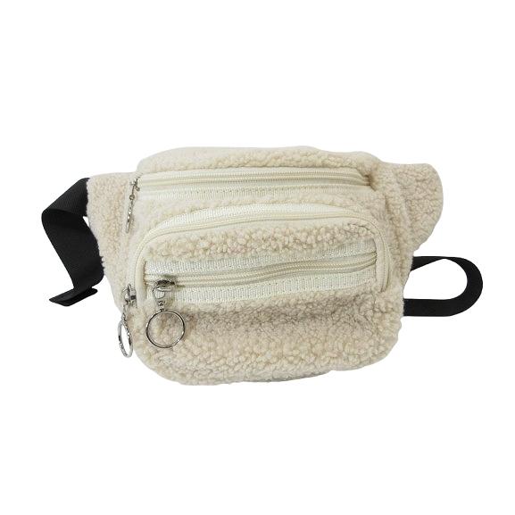 ウィゴー WEGO ウエスト ポーチ ボディ バッグ ボア ベージュ QQQ レディース