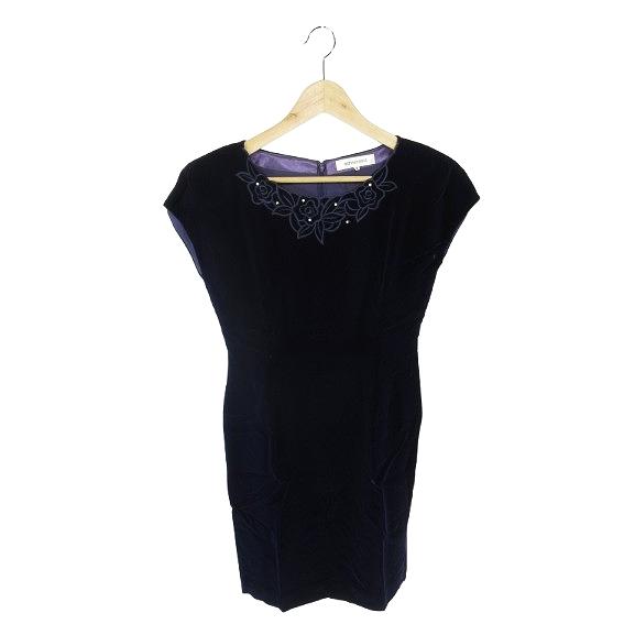 メリべューズ MERVEILLEUSES ワンピース 半袖 ドレス ベロア 刺繍 花柄 パール パー...