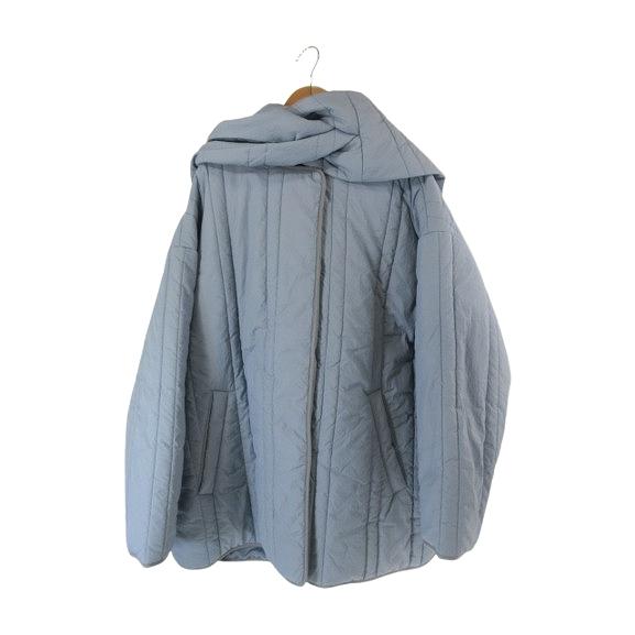 シンプリシテェ SIMPLICITE 中わた コート 無地 フード付 ネックウォーマー風 くすみブル...