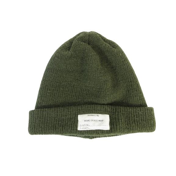 ビームス BEAMS ニット帽 帽子 ニットキャップ ワンポイント 無地 カーキ QQQ メンズ レ...
