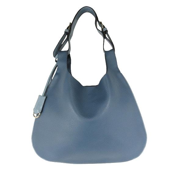 ノーブランド ハンド バッグ トート レザー調 無地 ブルー系 QQQ レディース