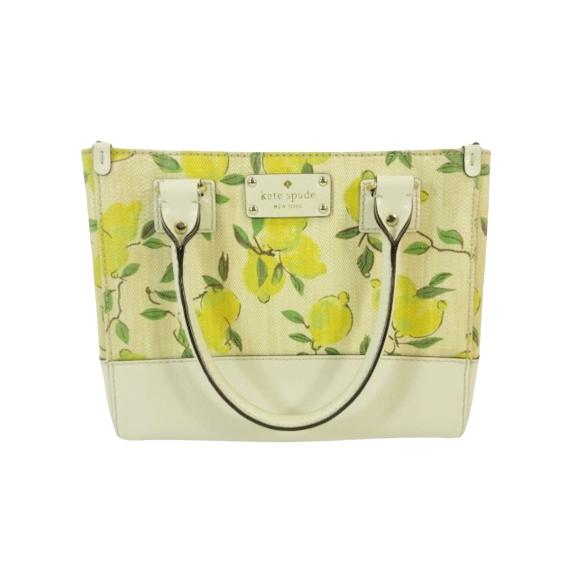 ケイトスペード KATE SPADE ショルダー バッグ ハンド バッグ レモン柄 キャンバス地 イ...