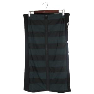 ステューシー STUSSY スカート ボーダー ロゴ ミモレ ジップアップ サイズ M 黒 グリーン QQQ