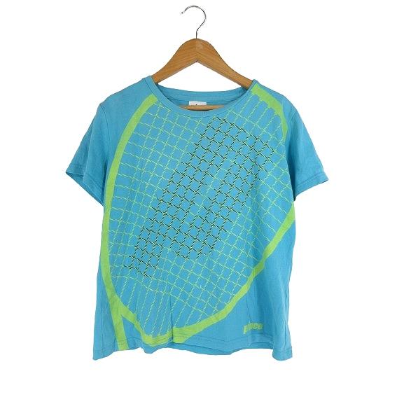 プリンス Prince Tシャツ クルーネック 半袖 プリント 水色 QQQ レディース