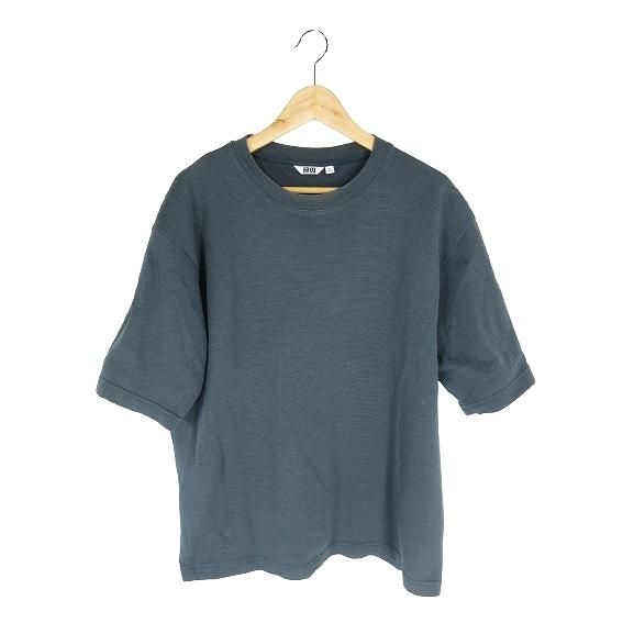 ユニクロ UNIQLO U プルオーバー Tシャツ 半袖 ボーダー ブルー サイズXL QQQ メン...
