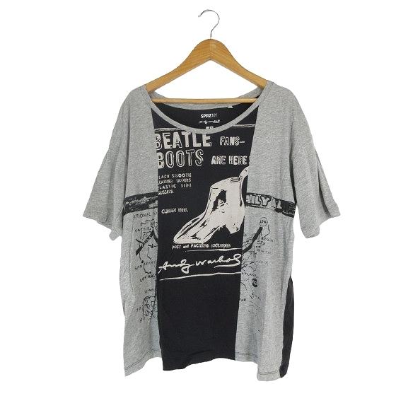 ユニクロ UNIQLO Tシャツ 半袖 プリント サイズ L グレー QQQ レディース
