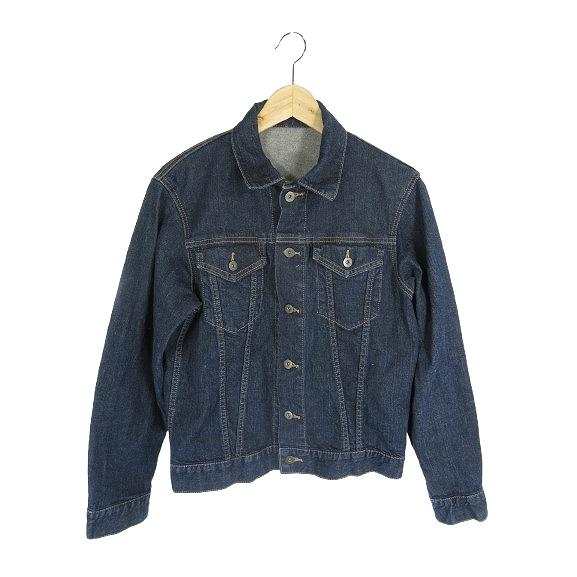 ユニクロ UNIQLO デニム ジャケット ジージャン Gジャン 長袖 ボタン 無地 インディゴ Q...
