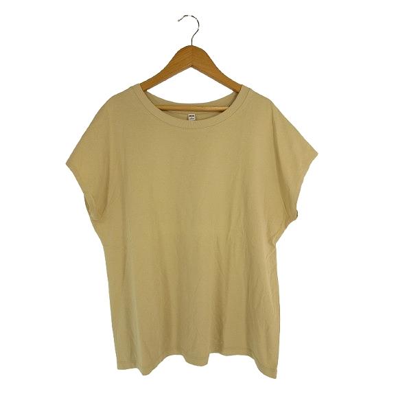 ユニクロ UNIQLO Tシャツ カットソー クルーネック フレンチスリーブ サイズ L ベージュ ...