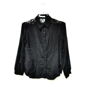 アフターオール after all ブラウス 切替 レース シースルー 長袖 M 黒 ブラック レディース中古 【ベクトル 古着】