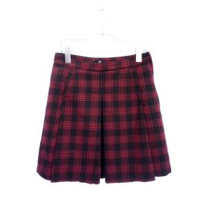 エイチ&amp;エム H&amp;M スカート プリーツ チェック フレア ミニ 厚手 36 赤 レッド レディース...