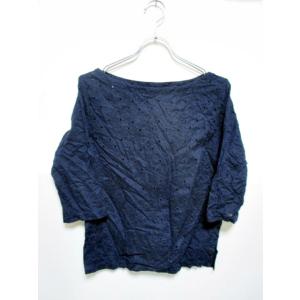ユニクロ UNIQLO カットソー レース 薄手 コットン S 紺 ネイビー /HH レディース